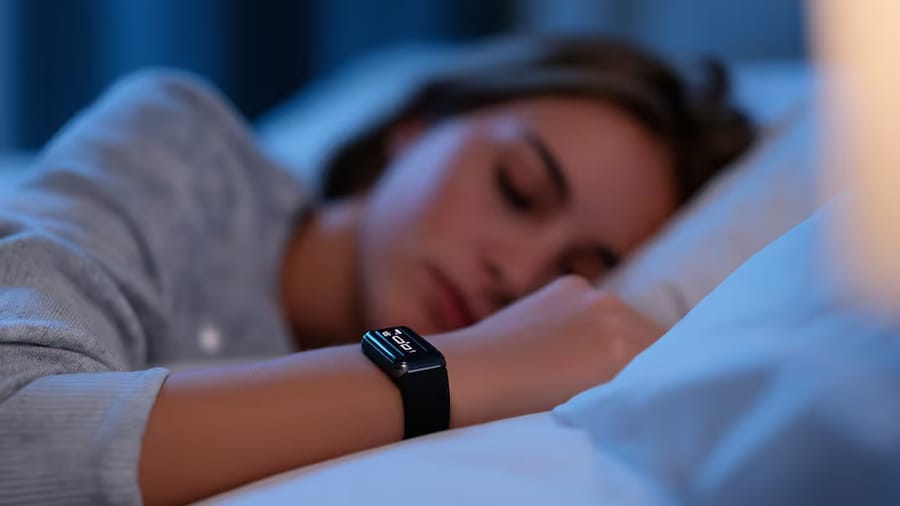Person sleeping while wearing a sleep tracker