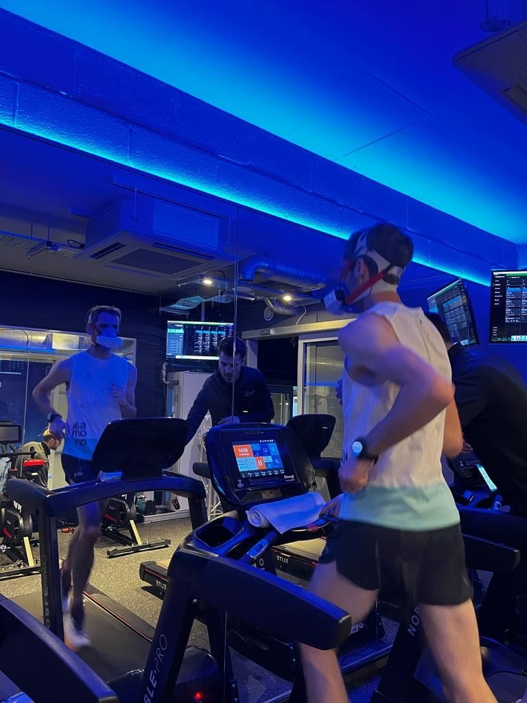 Runner on a treadmill during VO2 max testing